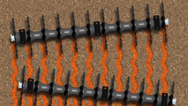 Angle des rangées de disques réglable hydrauliquement de 0 à 6° en cours de travail